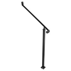 VEVOR Handrails for Outdoor Steps 2-3 Step Railings Wrought Iron Handrail Stair Railings for Steps Black Iron Railings for Steps Wall and Floor M