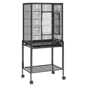 VEVOR 54 inch Standing Large Bird Cage, Carbon Steel Flight Bird Cage for Parakeets, Cockatiels, Parrots, Macaw with Rolling Stand and Tray