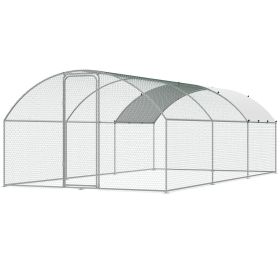 VEVOR Large Metal Chicken Coop with Run, 9.8x19.3x6.5 ft Walk-in Chicken Runs for Yard with Cover