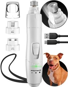 White Dog Nail Grinder with LED Light Rechargeable Dog Nail Grinder for Large Dogs Medium & Small Dogs Professional Pet Nail Grinder for Dogs Qui