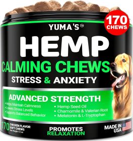 Hemp Calming Chews for Dogs Advanced Dog Calming Treats 170 Chews Anxiety Relief Separation Aid Barking Stress Relief Thunderstorms Melatonin Hem