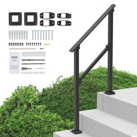 VEVOR 2-3 Handrails for Outdoor for Seniors Porch Deck Black Square Tube Steel