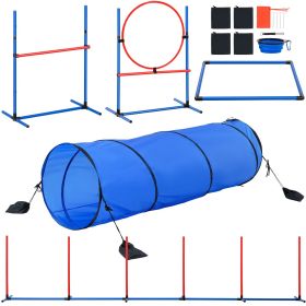 VEVOR Dog Agility Training Equipment 5 PCS Set with Hurdles Tunnel Jump Ring