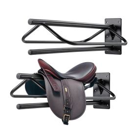 VEVOR Saddle Rack with Pad Bar 2 Packs Wall Mounted Horse Saddle Stand Black