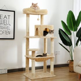 Beige Multi-layer Cat Platform With Comfortable Cat Bed, Prohibited From Shein (Color: Beige)