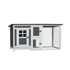 Outdoor Poultry Cage Small Animal House Chicken Hutch Coop With Running Cage (Option: Gray)