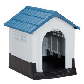 26inch Blue & White PVC Spire House Type Shutters Cat & Dog House (Option: Blue and white)