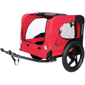 Bicycle Trailer For Pets Outdoor Foldable Dog Trailer With Reflectors (Color: Red)