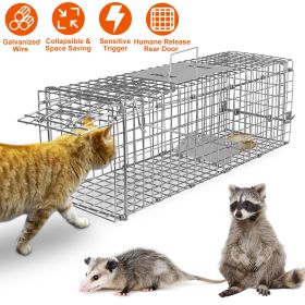 Cat Trap Cage Catch Release Live Animal Rodent Cage Foldable Galvanized Wire (Option: Trap cage)