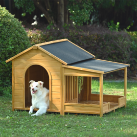 Large Wooden Dog House With Porch (Option: Natural color)