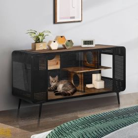 Spacious Cat House With Tempered Glass For Living Room, Hallway (Option: BlackBrown)