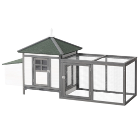 Wooden Chicken Coop With Nesting Boxes (Color: Grey)