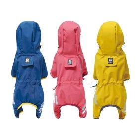 Small dog raincoat; body full surrounding; waterproof poncho pet clothes; with tow holes in the back (colour: turmeric, size: M (recommended weight 4-6 kg))