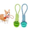 Dog Toys Treat Balls Interactive Hemp Rope Rubber Leaking Balls For Small Dogs Chewing Bite Resistant Toys Pet Tooth Cleaning Bite Resistant Toy