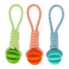 Dog Toys Treat Balls Interactive Hemp Rope Rubber Leaking Balls For Small Dogs Chewing Bite Resistant Toys Pet Tooth Cleaning Bite Resistant Toy