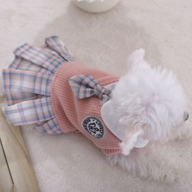 Sweet Bowknot Dog Sweater Dress; Winter Warm Pet Clothes; Costume For Small Medium Large Dog & Cat (Color: Pink, size: S)