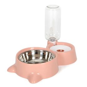 Pet Dog Cat Bowl Fountain Automatic Food Water Feeder Container For Cats Dogs Drinking Pet Articles  Pet Cat Water Dispenser (Color: Pink)