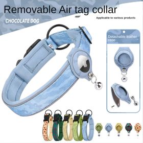 Cross-border new dog collar airtag locator anti-lost pet collar; Pet Collar with AirTag Case Holder (colour: Camouflage blue collar set, size: Size M)