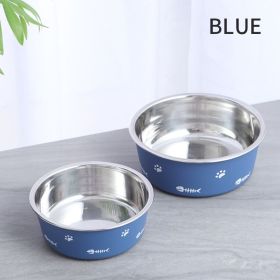 Dog Bowl Cat Bowl For Food And Water, Stainless Steel Pet Feeding Bowl, Durable Non-Skid Insulated Heavy Duty With Rubber Bottom For Medium Large (Color: Blue, size: L)