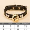 Leather Pet Collars Pet paw print bone alloy bell collar dog collar Best Santa Xmas Gifts cat collar