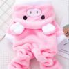 Pet Apparel; Piggy Shaped Winter Warm Flush Clothes For Doggy