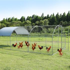 Large metal chicken coop upgrade three support steel wire impregnated plastic net cage, Oxford cloth silver plated waterproof UV protection (Color: as picture)