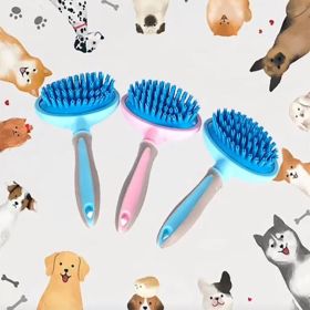 Dog brush High Quality Silicone Pet Dog Cat Grooming Comb Brush for Bathing Cleaning Massage Plastic Brush Comb for Dogs Cats (Color: Pink)