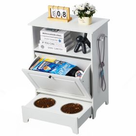 VEVOR Pet Feeding Station w/ 2 Elevated Dog Bowls Dog Food & Toy Storage Cabinet (Default: Default)