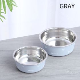 Dog Bowl Cat Bowl For Food And Water, Stainless Steel Pet Feeding Bowl, Durable Non-Skid Insulated Heavy Duty With Rubber Bottom For Medium Large (Color: Gray, size: L)