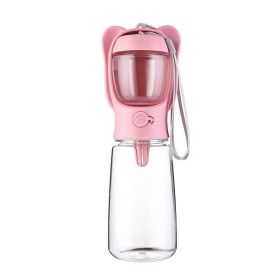 2 In 1 Dog Water Bottle, Leak Proof Portable Pet Water Bottle With Food Container, Outdoor Portable Water Dispenser For Dog, Puppy Supply For Wal (Color: Pink, size: 550ml)