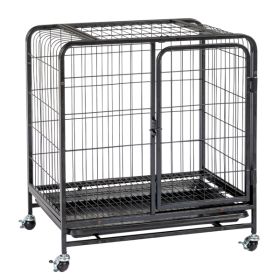 62x44x66cm Assembled Square Tube Wire Black Cat And Dog Cage (Color: Black)