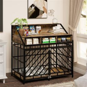 43.3 Inch Dog Cage Furniture For Large Dogs (Color: Black)