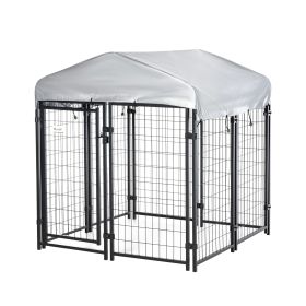 The Dog Playpen Has A Lockable Door And A Waterproof Canopy For Small And Medium-sized Dogs (Color: Black)