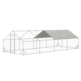 Large Metal Chicken Coop (Color: Grey)